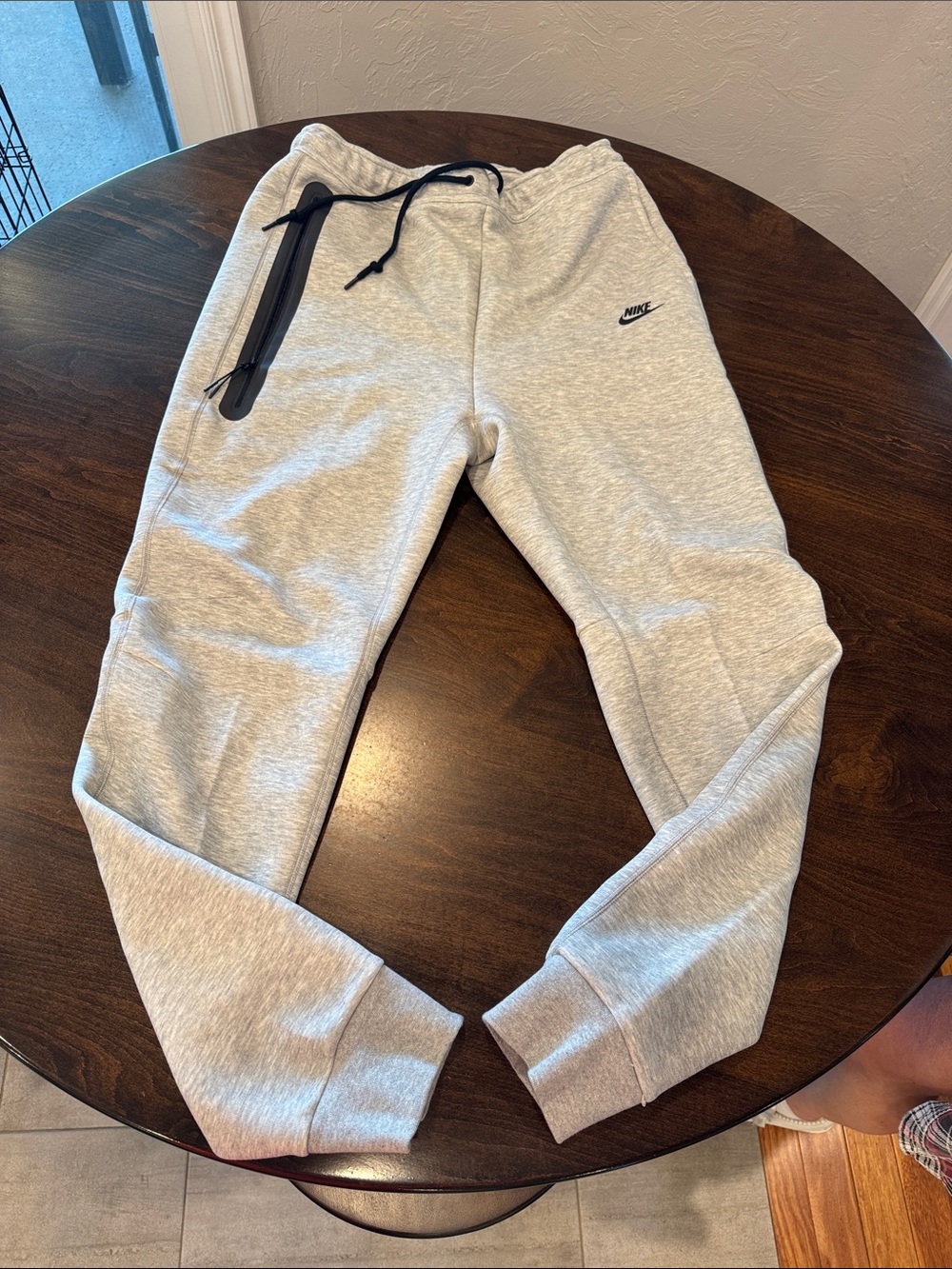 Nike Light Gray Men's Joggers with Black Zip Trim